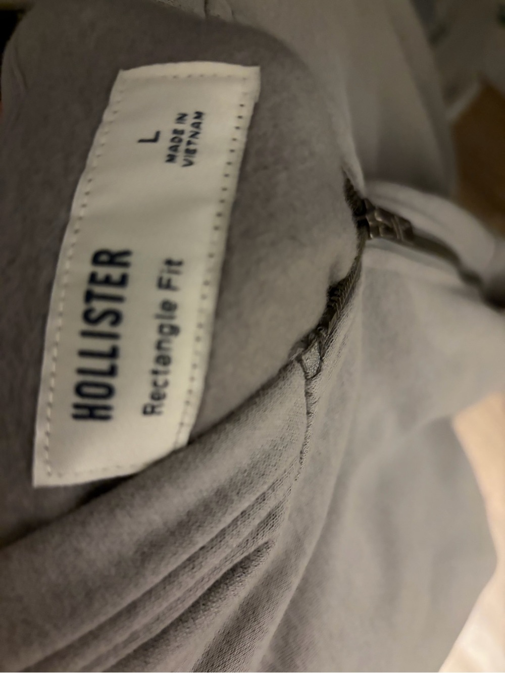 Hollister Light Gray Zip up rectangle fit hoodie